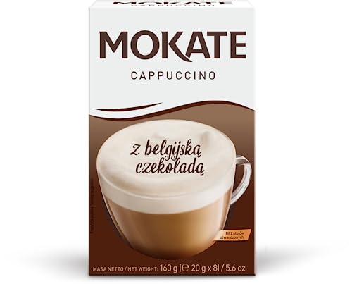 MOKATE® Cappuccino Chocolate | 160g Geschmack: Belgische Schokolade | Instantkaffee Kaffeegetränk Instantkaffee Samtig und Aromatisch Cremiger Getränk Getränkepulver aus löslichem Bohnenkaffee von MOKATE