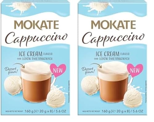 MOKATE® Cappuccino Chocolate | 160g Geschmack: Sahne | Instantkaffee Kaffeegetränk Instantkaffee Samtig und Aromatisch Cremiger Getränk Kaffee Getränkepulver aus löslichem Bohnenkaffee (Packung mit 2) von MOKATE