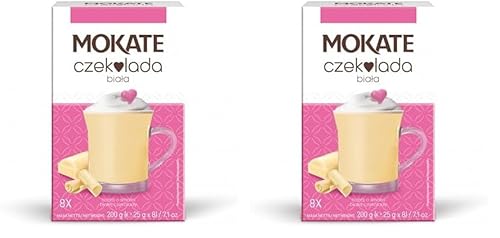 MOKATE® Hot Chocolate White - 1 Pack 200 g - 8 Säckchen - Weiße Schokolade Trinkschokolade Trinkmilchschokolade - Lösliches Instant Getränkepulver Smooth Creamy Kakao Pulver Getränke Intensives Aroma von MOKATE