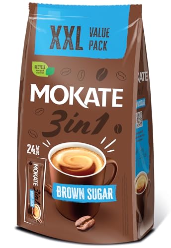 MOKATE - 3in1 Instant Kaffee Brauner Zucker - 24 Sachets x 17g - Cremiger Instant-Kaffeemix mit Braunem Zucker, Milch & Löslichem Kaffee - Schnelle Zubereitung, Vollmundiger Geschmack - 408g MOKATE - 3in1 Instant Kaffee Brauner Zucker - 24 Sachets x 17g - Cremiger Instant-Kaffeemix mit Braunem Zucker, Milch & Löslichem Kaffee - Schnelle Zubereitung, Vollmundiger Geschmack - 408g von MOKATE