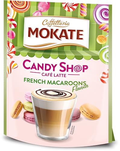 MOKATE® Candy Shop Café Latte Französische Macarons - 1 Pack - 110g - Instantkaffee Koffeinhaltig - Caffe French Macaroons - Kaffeegetränk Aromatisch Cremiger Getränk Löslicher Kaffee Kaffeepulver von MOKATE