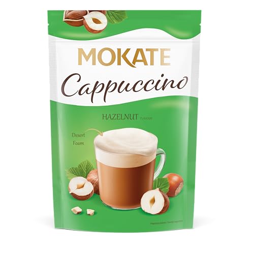 MOKATE - Cappuccino Haselnuss - Cremiger Instant-Kaffee mit Milchschaum - Hazelnut Coffee - Kaffeegetränk Aromatisch Süß Kaffeepulver - Einfach mit Heißem Wasser Aufgießen - 110g von MOKATE