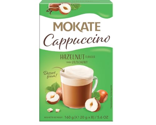 MOKATE® Cappuccino Chocolate | 160g Geschmack: Walnussgeschmack | Instantkaffee Kaffeegetränk Instantkaffee Samtig und Aromatisch Cremiger Getränk Kaffee Getränkepulver aus löslichem Bohnenkaffee von MOKATE