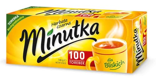 Minutka - Schwarzer Tee - 100 RundeTeebeutel - Black Tea - Hochwertiger Schwarzer Tee, Intensiver, Aromatisch & Reicher Geschmack mit einem Hauch Bitterkeit, Ideal für Jede Tageszeit - 140g von Minutka