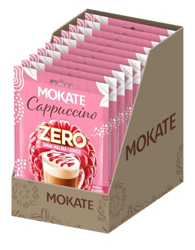 MOKATE - Cappuccino ZERO Himbeere & Kokos - 10er Pack - 10x20g - Ohne Zuckerzusatz Instant-Cappuccino - Ohne Palmöl, Mit Stevia & Ballaststoffen Kaffeepulver - Cremiger Genuss mit Exotischem Geschmack von MOKATE