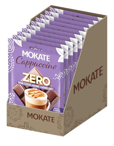 MOKATE - Cappuccino ZERO Schokolade & Karamell - 10er Pack - 10x20g - Ohne Zuckerzusatz Instant-Cappuccino mit Vollmundigem Geschmack - Ohne Palmöl, Mit Stevia & Ballaststoffen Kaffeepulver von MOKATE