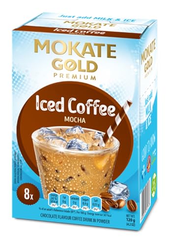 Mokate Gold - Eiskaffee Mokka - 8 Sachets - Erfrischender Instant-Kaffee Mokka-Geschmack, Cremig & Süß, Perfekt für Kalte Milch & Eiswürfel - Ohne Konservierungsstoffe - Iced Coffee Mocha - 120g Mokate Gold - Eiskaffee Mokka - 8 Sachets - Erfrischender Instant-Kaffee Mokka-Geschmack, Cremig & Süß, Perfekt für Kalte Milch & Eiswürfel - Ohne Konservierungsstoffe - Iced Coffee Mocha - 120g von MOKATE