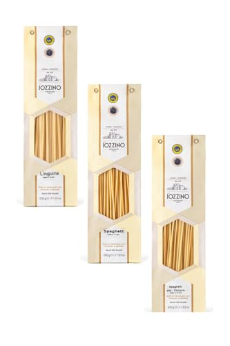 Pastificio F.lli Iozzino - Hartweizen Pasta g.g.A - Auswahl an langen Nudeln 3Kg (6x500g) | 1 Kg linguine + 1 Kg spaghetti di Gragnano + 1 Kg spaghetti alla chitarra | von MOLINO E PASTIFICIO - F,LLI IOZZINO