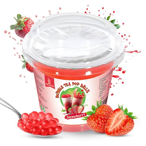 MOMO's TEA Bubble Tea Perlen Strawberry, Popping Boba, Erdbeergeschmack, Vegan und glutenfrei, Halal, 120g MOMO's TEA Bubble Tea Perlen Strawberry, Popping Boba, Erdbeergeschmack, Vegan und glutenfrei, Halal, 120g von MOMO's TEA