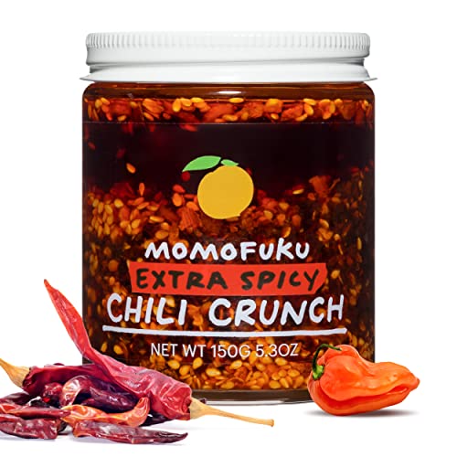 Momofuku Extra würziger Chili-Crunch von David Chang, (150 ml), Öl mit knusprigem Knoblauch und Schalotten, knusprig zum Kochen als Sauce oder Topping von MOMOFUKU