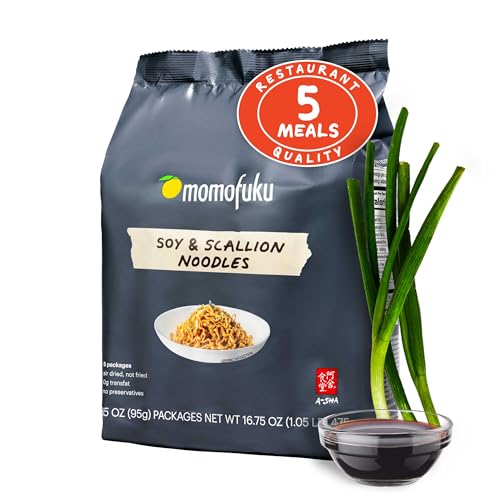 Momofuku Soja & Scallion Ramen Nudeln von David Chang, 5 Stück (1 Stück) luftgetrocknete vegane Instant-Nudeln mit Sauce von MOMOFUKU