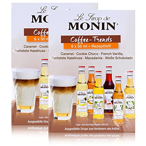 2x Monin Mini Coffee Set 6x5 cl Macadamia,Vanille,Haselnuss,Weiße Schokolade,Cookie von MONIN