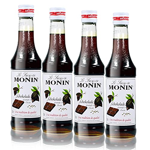 4x Monin Schokoladen Sirup, 250 ml Flasche - für Cocktails, zum Kaffee oder Kochen von MONIN