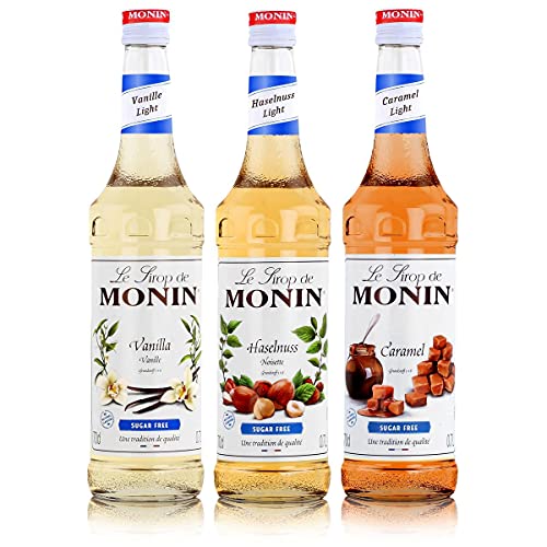 Monin Light Set (3 x 0.7l Flaschen: Vanille Light, Caramel Light, Haselnuss Light) von MONIN