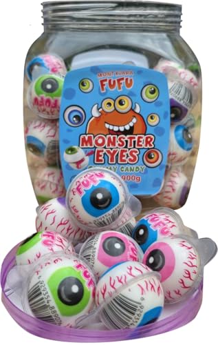MONT KIARA FUFU Monster Eyes Gummibonbons, 900g, 50 Stück, Halloween-Süßigkeiten, Einzeln verpackte 3D-Augäpfel MONT KIARA FUFU Monster Eyes Gummibonbons, 900g, 50 Stück, Halloween-Süßigkeiten, Einzeln verpackte 3D-Augäpfel von MONT KIARA