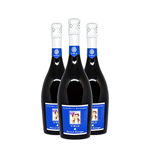 Il Cielo di Montemaggio Schaumwein - Cuvee Brut - Extra Trocken - Sekt - 100% Chardonnay - Luxuriöser Edler Bio-Wein aus Italien - Fattoria di Montemaggio - 0.75L - 3 Flaschen von MONTEMAGGIO