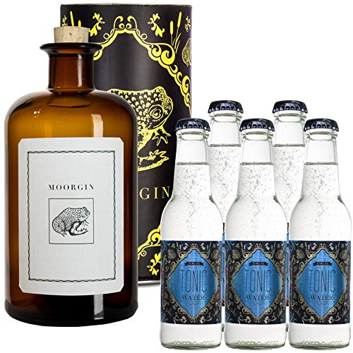 BIO MOORGIN Dry Gin 1 x 0,5 l & GINLOS Tonic Water 5 x 0,2 l Set von MOORGIN