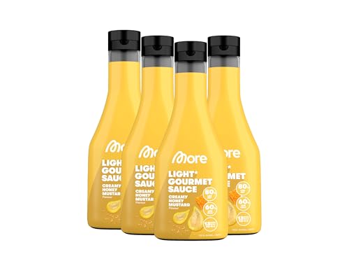 MORE Light Gourmet Sauce, Creamy Honey Mustard, 4 x 285 ml, kalorienreduzierte Soße, ohne Zuckerzusatz und unnötigem Fett von MORE NUTRITION