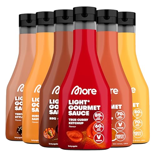 MORE Light Gourmet Sauce, mixed 6er Bundle, 6 x 285 ml, kalorienreduzierte Soße, ohne Zuckerzusatz und unnötigem Fett von MORE NUTRITION