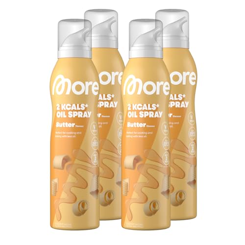 MORE 2 Kalorien Ölspray, Butter, 4 x 200 ml, für 4 x 800 Sprühstöße, Spray zum Braten, Backen & Grillen von MORE NUTRITION