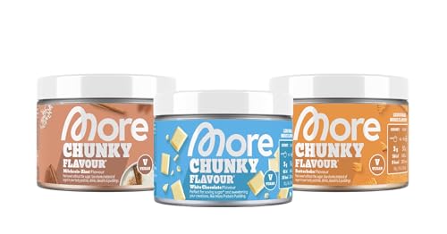 MORE NUTRITION Chunky Flavour, 3er Bundle, 3 x 150 g, Butterkeks, Milchreis Zimt, Weiße Schokolade, Geschmackspulver zum Süßen, ohne viel Zucker und Kalorien, mit Inulin und Laktase MORE NUTRITION Chunky Flavour, 3er Bundle, 3 x 150 g, Butterkeks, Milchreis Zimt, Weiße Schokolade, Geschmackspulver zum Süßen, ohne viel Zucker und Kalorien, mit Inulin und Laktase von MORE NUTRITION