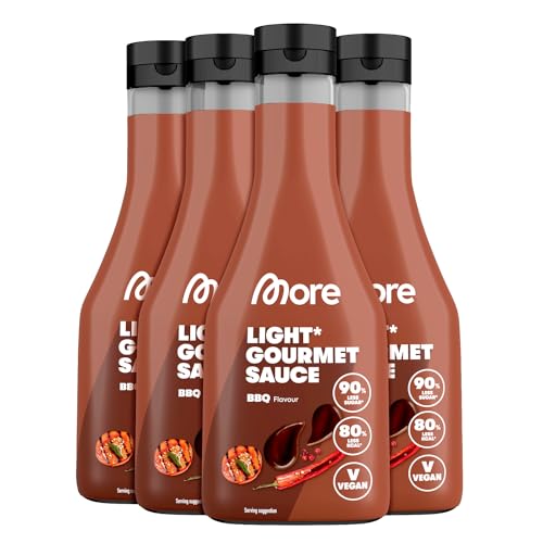 MORE Light Gourmet Sauce, BBQ, 4 x 285 ml, kalorienreduzierte Soße, ohne Zuckerzusatz und unnötigem Fett von MORE NUTRITION