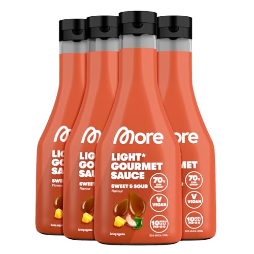 MORE NUTRITION Light Gourmet Sauce, 4 x 285ml - Sweet and Sour, kalorienreduzierte Sauce, ohne Zuckerzusatz und unnötigem Fett von MORE NUTRITION