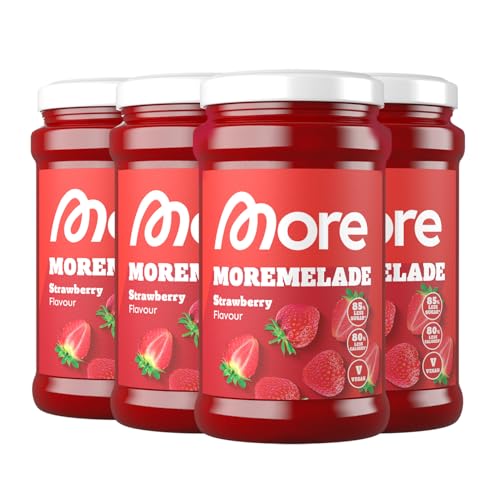 MORE Moremelade, 4 x 240g, Erdbeere, Light Fruchtaufstrich, mit weniger Zucker & weniger Kalorien, vegan von MORE NUTRITION