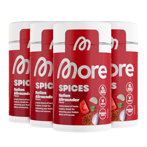 MORE NUTRITION, Not Spices, Italian Allrounder, 4 x 110 g, Würzende Mischung mit Meersalz, Tomate, Paprika und Basilikum MORE NUTRITION, Not Spices, Italian Allrounder, 4 x 110 g, Würzende Mischung mit Meersalz, Tomate, Paprika und Basilikum von MORE NUTRITION