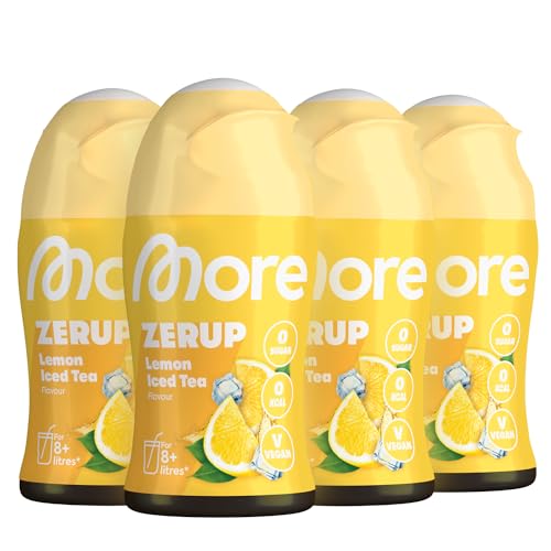 MORE Zerup, Lemon Ice Tea, 4 x 65 ml (bis 32 L Fertiggetränk) - Zero Sirup mit Zitronen Eistee Geschmack von MORE NUTRITION