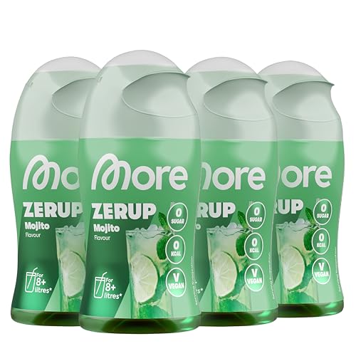 MORE Zerup, Mojito, 4 x 65 ml, für bis zu 32 l Fertiggetränk, zuckerfreier Sirup mit echten Fruchtextrakten, vegan, zero Kalorien - made in Germany von MORE NUTRITION