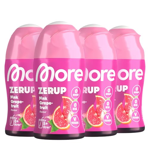 MORE Zerup, Pink Grapefruit, 4 x 65 ml, für bis zu 32 l Fertiggetränk, zuckerfreier Sirup mit echten Fruchtextrakten, vegan, zero Kalorien - made in Germany von MORE NUTRITION