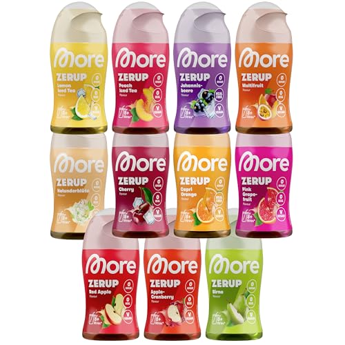 MORE Zerup, Zero Sirup mit echten Fruchtextrakten, 11er Bundle, 11 x 65 ml (bis 88 L Fertiggetränk) von MORE NUTRITION