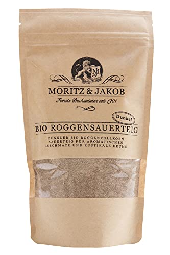 Moritz & Jakob BIO Roggensauerteig getrocknet dunkel 250 g - Roggenvollkorn Sauerteig Pulver für aromatischen Geschmack und rustikale Krume – Backzutat für (Roggen -) Sauerteigbrot von MORITZ & JAKOB Feinste Backzutaten seit 1901