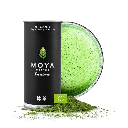 Bio Moya Matcha Tee Pulver Grün | 30g Premium Zeremonie-Qualität | Organisch Gewachsen und Geerntet in Uji,Japan | Grüntee-Pulver Matcha | Ideal für die japanische Teezeremonie mit Wasser von Moya Matcha