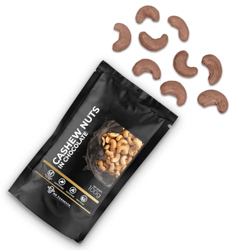 Cashew Nüsse in Dessert-Schokolade überzogen - Mr Fudgesto Sweets - Premium Genuss - Ohne Zusatz von Zucker - Gesunder Snack - Kakaoüberzogene Nüsse und Früchte - 100g von MR FUDGESTO Artisan Delicacies