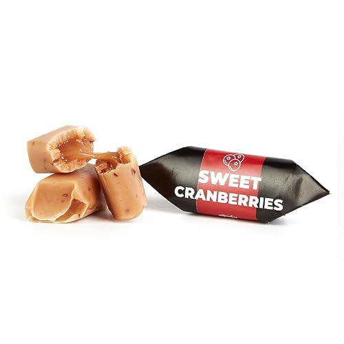Traditionelle Karamellbonbons - Handgefertigt & Frisch Fudge - Geschmack: Süße Cranberry - Mr Fudgesto Süßigkeiten aus Karamell - Kuhbonbon - Box 250 g von MR FUDGESTO Artisan Delicacies