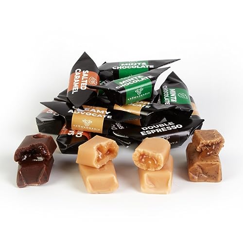 Traditionelle Karamellbonbons - Handgefertigt & Frisch Fudge -Mix|Café|Gesalzenes Karamell|Eierlikör|Minze & Schokolade - Mr Fudgesto Süßigkeiten - Kuhbonbon - Groß Box 1,5 kg von MR FUDGESTO Artisan Delicacies