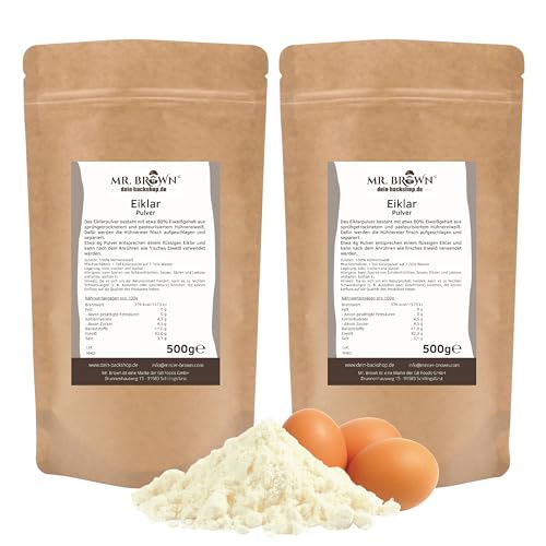 1kg (2x500g) Eiklarpulver, Pasteurisiertes Eiklar Pulver, Eiweißpulver, zum Kochen & Backen (1.00) von MR. BROWN