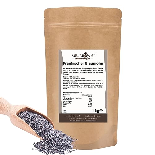 1kg Fränkischer Blaumohn, Mohn, Rohkostqualität zum Backen und Kochen, Wachtelfutter aus Franken Deutschland (1 kg) von MR. BROWN