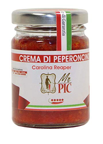 Carolina Reaper Chilischote Creme (90 g) – die größte Pikante der Welt – Mr. PIC: der hochwertige Toscano Chili – Karpfen: die breiteste Linie von scharfen Produkten in Italien. von MR. PIC