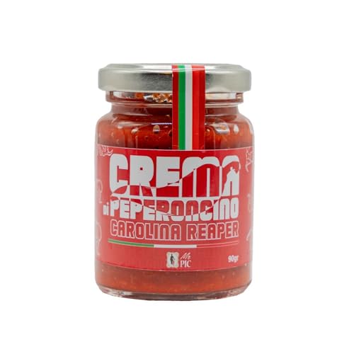 Carolina Reaper Chilischote Creme (90 g) – die größte Pikante der Welt – Mr. PIC: der hochwertige Toscano Chili – Karpfen: die breiteste Linie von scharfen Produkten in Italien. von MR. PIC