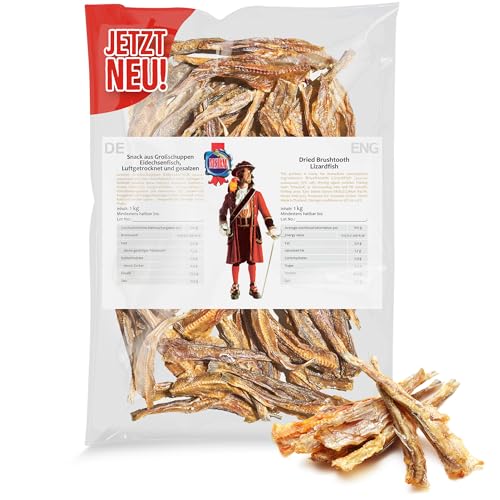 Großschuppen Eidechsenfisch 1kg - Fisch Jerky I High Protein I Snacks I Trockenfisch Omega 3 I Beef Jerky , Trockenfleisch & Chips Alternative von MSDM