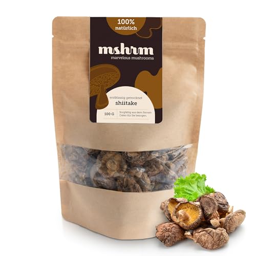 MSHRM Shiitake Pilze getrocknet 100g - Klasse 1 - Nachhaltige Getrocknete Pilze in höchster Qualität zum Kochen & Essen - Shitake getrocknet - Chinesische Pilze - Shitake Pilze aus Nachhaltigem Anbau MSHRM Shiitake Pilze getrocknet 100g - Klasse 1 - Nachhaltige Getrocknete Pilze in höchster Qualität zum Kochen & Essen - Shitake getrocknet - Chinesische Pilze - Shitake Pilze aus Nachhaltigem Anbau von MSHRM