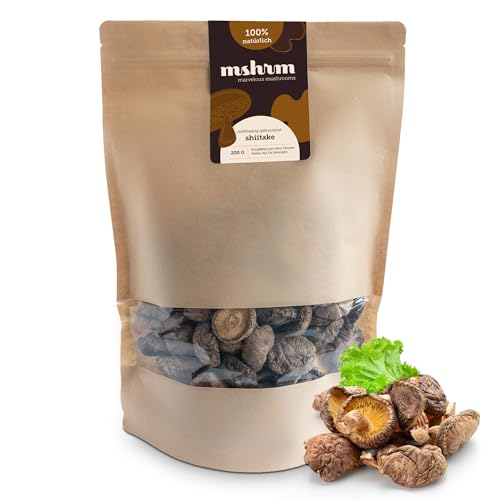 MSHRM Shiitake Pilze getrocknet 200g - Klasse 1 - Nachhaltige Getrocknete Pilze in höchster Qualität zum Kochen & Essen - Shitake getrocknet - Chinesische Pilze - Shitake Pilze aus Nachhaltigem Anbau MSHRM Shiitake Pilze getrocknet 200g - Klasse 1 - Nachhaltige Getrocknete Pilze in höchster Qualität zum Kochen & Essen - Shitake getrocknet - Chinesische Pilze - Shitake Pilze aus Nachhaltigem Anbau von MSHRM