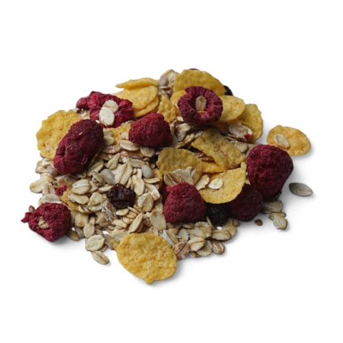 HIMBEER BIO MÜSLI mit 7% gefriergetrockneten Himbeeren I Vegan I Weinbeeren I 1000g von MÜSLI MÜHLE Kernig Kornig Knusprig