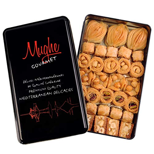 Mughe Gourmet verschiedene Baklava Gebäck Geschenke, elegante Blechdose – 500g – Türkische Pistazie, Walnuss, Haselnuss, mundgerechte, Baklawa Süßigkeiten – perfekt für Geburtstag, Vatertag Mughe Gourmet verschiedene Baklava Gebäck Geschenke, elegante Blechdose – 500g – Türkische Pistazie, Walnuss, Haselnuss, mundgerechte, Baklawa Süßigkeiten – perfekt für Geburtstag, Vatertag von MUGHE GOURMET