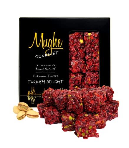 Mughe Gourmet - Luxuriöse Zereshk-Berberitze-Türkische Süßigkeiten mit Pistazien- und Granatapfelgeschmack - 360g - Geschenkbox - Süße und saure Trauben-Beschichtung - ideal für Geburtstage und mehr von MUGHE GOURMET