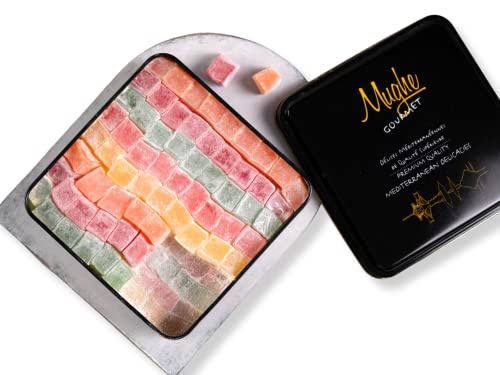 Mughe Gourmet Türkische Delight Süßigkeiten Geschenkdose Elegant - 1300g - Halal, Vegan - Lokum Fruchtgeschmack Rose, Erdbeere, Zitrone, Orange, Minze - Geschenk für Besondere Anlässe, Geburtstage von MUGHE GOURMET