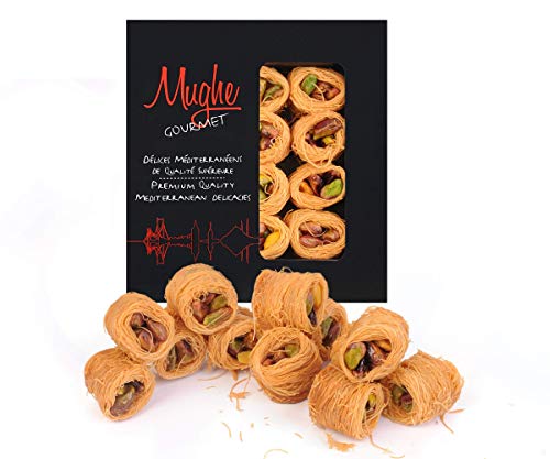 Mughe Gourmet Geschenkbox mit mundgerechten Pistazien Baklava Süßigkeiten - Türkische Pistazien Baklawa Dessert - 150g - Baclava Gebäckfreuden Vatertag, ideal zum Verschenken Mughe Gourmet Geschenkbox mit mundgerechten Pistazien Baklava Süßigkeiten - Türkische Pistazien Baklawa Dessert - 150g - Baclava Gebäckfreuden Vatertag, ideal zum Verschenken von MUGHE GOURMET